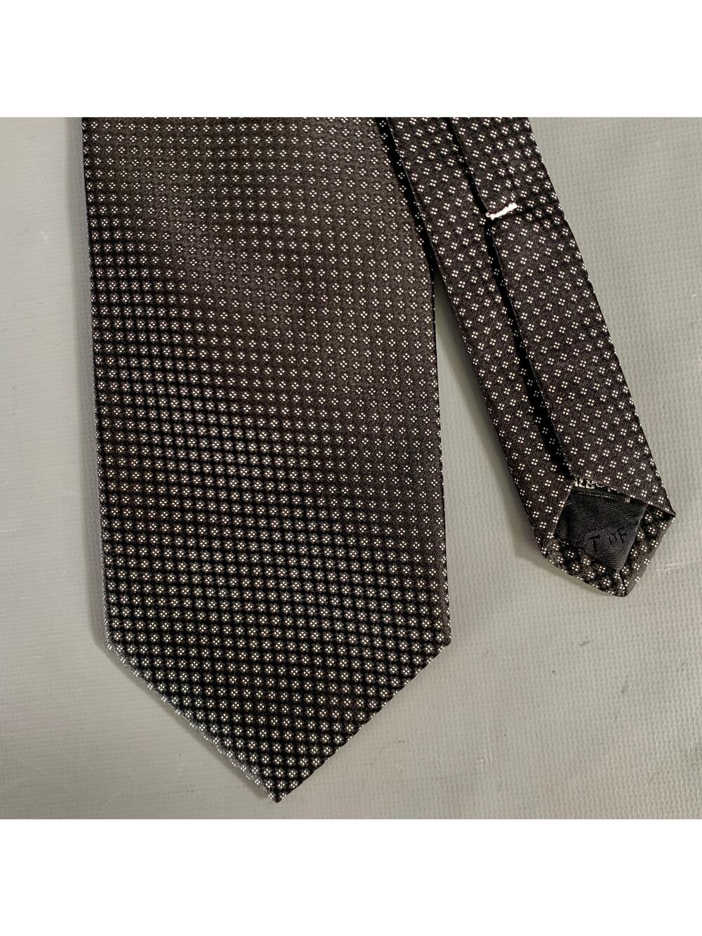 ROBERT TALBOTT Black Silver Dots Silk Tie